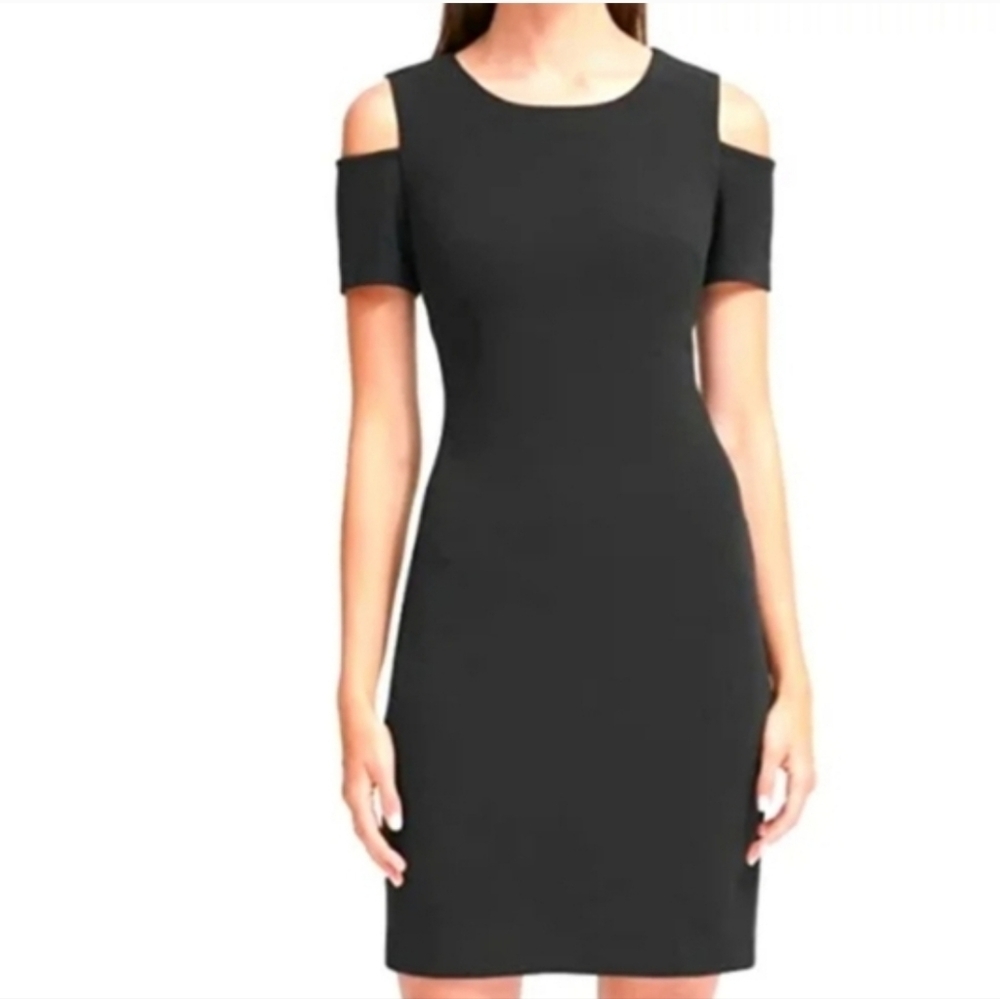 Tommy Hilfiger Black Cold Shoulder Sheath Dress 6 NWT